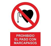 MovilCom® - Adhesivo PROHIBIDO PASO CON MARCAPASOS 100x150mm Señal prohibición (ref.RD46629)
