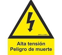 MovilCom® - SEÑAL ALUMINIO PENTAGONO ALTA TENSION 150mm LADO homologado nueva legislación (ref.RD65103)