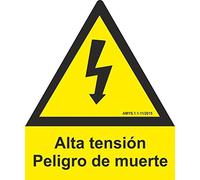 MovilCom® - SEÑAL ALUMINIO PENTAGONO ALTA TENSION 210mm LADO homologado nueva legislación (ref.RD66103)