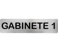 MovilCom® - Señal de acero inoxidable GABINETE 1 | Placa puerta INOX | Señal informativa | Cartel Puerta 200X50mm
