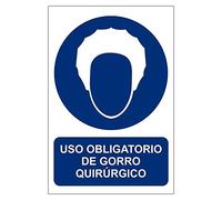 MovilCom® - Señal de obligación OBLIGATORIO GORRO QUIRURGICO material pvc0,7mm tamaño 210X300mm (ref.RD20066)