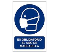 MovilCom® - Señal de obligación OBLIGATORIO USO DE MASCARILLA material adhesivo tamaño 200X300mm (ref.RD20626)