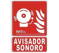 MovilCom® - Señal luminiscente AVISADOR SONORO PVC 0,7mm Clase B 210X300mm homologado cumple CTE, RIPCI nueva legislación (ref.RD00121)