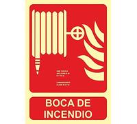 MovilCom® - Señal luminiscente BOCA DE INCENDIO PVC 1mm Clase A 210X300mm homologado cumple CTE, RIPCI nueva legislación (ref.A00408)