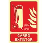 MovilCom® - Señal luminiscente CARRO EXTINTOR PVC 1 Clase A 210X300mm homologado cumple CTE, RIPCI nueva legislación (ref.A00407)