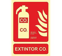 MovilCom® - Señal luminiscente EXTINTOR CO2 PVC 0,7 Clase B 210X300mm homologado cumple CTE, RIPCI nueva legislación (ref.RD00106)