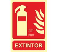 MovilCom® - Señal luminiscente EXTINTOR PVC 0,4mm Clase B 210X300mm homologado cumple CTE, RIPCI nueva legislación (ref.RD00301)