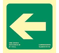 MovilCom® - Señal luminiscente FLECHA IZQUIERDA PVC 0,7mm Clase B 105X105mm homologado nueva legislación (ref.RD12107)