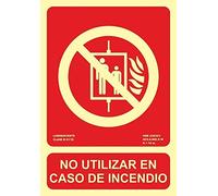 MovilCom® - Señal luminiscente NO UTILIZAR EN CASO DE INCENDIO PVC 1mm Clase A 150X210mm homologado cumple CTE, RIPCI nueva legislación (ref.A01415)