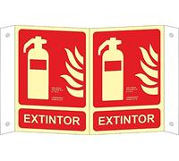 MovilCom® - Señal luminiscente panoramica EXTINTOR PVC 0,7mm Clase B 210X300mm homologado cumple CTE, RIPCI nueva legislación (ref.RD05001)