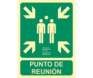 MovilCom® - Señal luminiscente PUNTO DE REUNION PVC 0,7mm Clase B 450X600mm homologado nueva legislación (ref.RD1G106)