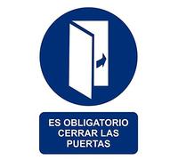 MovilCom® - Señal OBLIGATORIO CERRAR LAS PUERTAS PVC 0,7mm 300X400mm Señal de obligación (ref.RD21034)