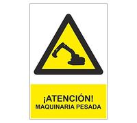 MovilCom® - Señal PELIGRO ATENCION MAQUINARIA PESADA de tamaño 150x200mm material ADHESIVO (ref.RD35625)