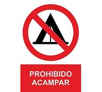 MovilCom® - Señal PROHIBIDO ACAMPAR PVC 0,7mm 210X300mm Señal prohibición (ref.RD40036)