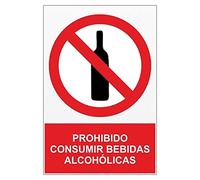 MovilCom® - Señal PROHIBIDO CONSUMIR BEBIDAS ALCOHOLICAS PVC 0,7mm 300X400mm Señal prohibición (ref.RD41046)