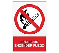MovilCom® - Señal PROHIBIDO ENCENDER FUEGO PVC 0,7mm 300X400mm Señal prohibición (ref.RD41001)
