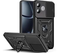 Movilear Funda Carcasa Armor para Honor 600 Lite 5G, Antigolpes Cubierta de Camara Deslizante para Proteger con Soporte Giratorio de Anillo Color Negro Armadura Antigolpes FANA