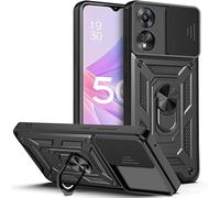 Movilear Funda Carcasa Armor para OPPO A58 5G / A78 5G, Antigolpes Cubierta de Camara Deslizante para Proteger con Soporte Giratorio de Anillo Color Negro Armadura Antigolpes FANA