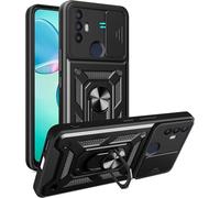 Movilear Funda Carcasa Armor para TCL 30 SE / 30S / 305/306 4G, Antigolpes Cubierta de Camara Deslizante para Proteger con Soporte Giratorio de Anillo Color Negro Armadura Antigolpes FANA