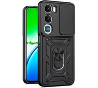 Movilear Funda Carcasa Armor para Vivo Y21D 4G / Y31 5G / Y31E 5G, Antigolpes Cubierta de Camara Deslizante para Proteger con Soporte Giratorio de Anillo Color Negro Armadura Antigolpes FANA