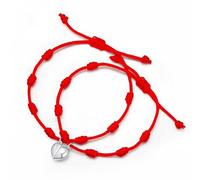 Movilear Pack 2 Unidades X2 Pulsera Roja de 7 Nudos, Suerte y Protección, Pulsera Mal de Ojo para Parejas y Amistad, Bisutería Ajustable para Mujer y Hombre Pareja Imán Corazón