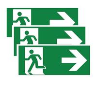 Movilideas 3 unidades de salida de emergencia a Derecha PVC adhesivo resistente para exterior e interior (29 x 13 cm) Pegatina Adhesiva