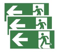 Movilideas 3 unidades de salida de emergencia a izquierda PVC adhesivo resistente para exterior e interior (29 x 13 cm) Pegatina Adhesiva