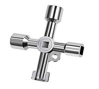 Movilideas - Llave Multifuncional 4 Puntas para Contador de Agua, Armario Eléctrico, Ascensor, Gas y Válvulas | Plateado