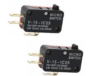 Movilideas - Micro interruptor V-15-1C25 SPDT Tipo botón paquete de 2 Final de Carrera (Micro)