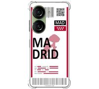 Movilshop Funda Antigolpes para ASUS Zenfone 10 / Zenfone 9 Billete de Avión [ Madrid ] Esquina Reforzada Silicona 1.5mm de Grosor Flexible Transparente Bumper Gel TPU