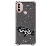 Movilshop Funda Antigolpes para Motorola Moto E30 Dibujo Auténtico [ Cuervo Never More ] Esquina Reforzada Silicona 1.5mm de Grosor Flexible Transparente Bumper Gel TPU
