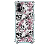 Movilshop Funda Antigolpes para OPPO A76 4G I Love Japan [ Calaveras en Flor de Sakura ] Esquina Reforzada Silicona 1.5mm de Grosor Flexible Transparente Bumper Gel TPU