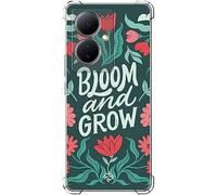 Movilshop Funda Antigolpes para Vivo V29 Lite Dibujo Frases Guays [ Flores Bloom and Grow ] Esquina Reforzada Silicona 1.5mm de Grosor Flexible Transparente Bumper Gel TPU