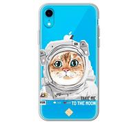 Movilshop Funda para [ iPhone XR ] Dibujo Mascotas [ Gato Astronauta - Take Me To The Moon ] de Silicona Flexible Transparente Carcasa Case Cover Gel para Smartphone.