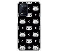 Movilshop Funda para [ Realme 8 5G ] Dibujo Cute [ Gato Negro Lunar ] de Silicona Flexible Transparente Carcasa Case Cover Gel para Smartphone.