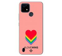 Movilshop Funda para [ Realme C21 ] Dibujo Auténtico [ Corazones - Love Wins ] de Silicona Flexible Transparente Carcasa Case Cover Gel para Smartphone.