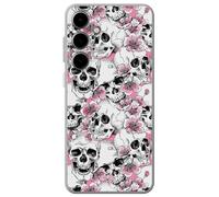 Movilshop Funda para [ Samsung Galaxy S24 ] I Love Japan [ Calaveras en Flor de Sakura ] de Silicona Flexible Transparente Carcasa Case Cover Gel para Smartphone.