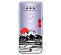 Movilshop Funda para [ TCL 10 SE ] Dibujo Japones [ Monte Fuji ] de Silicona Flexible Transparente Carcasa Case Cover Gel para Smartphone.