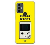 Movilshop Funda para [ TCL 30 SE ] Dibujo Auténtico [ Consola - Press Start ] de Silicona Flexible Transparente Carcasa Case Cover Gel para Smartphone.