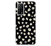 Movilshop Funda para [ Xiaomi Mi 10T 5G - Mi 10T Pro 5G ] Dibujo Botánico [ Margaritas en Fondo Negro ] de Silicona Flexible Transparente Carcasa Case Cover Gel para Smartphone.