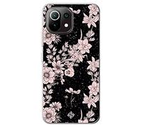 Movilshop Funda para [ Xiaomi Mi 11 Lite - Mi 11 Lite 5G ] Dibujo Botánico [ Flores de Amapola Daffodil, anémona, Violeta en Fondo Estrellado ] de Silicona Flexible Transparente Carcasa Smartphone.