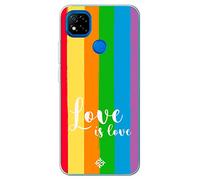 Movilshop Funda para [ Xiaomi Redmi 9C ] Dibujo Auténtico [ Love is Love - Arcoiris ] de Silicona Flexible Transparente Carcasa Case Cover Gel para Smartphone.
