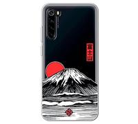 Movilshop Funda para [ Xiaomi Redmi Note 8 / Redmi Note 8 2021 ] Dibujo Japones [ Monte Fuji ] de Silicona Flexible Transparente Carcasa Case Cover Gel para Smartphone.
