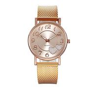 Movimiento Big Valentines Relojes de mujer Cinturón Día de las Diamante Corazón Rosa Regalos Reloj de oro Reloj de pulsera Malla Niñas Reloj de mujer Gorro Naranja Fósil Mujeres (Rose Gold, One Size)