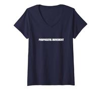 Movimiento con propósito Camiseta Cuello V, Mujer, Azul Marino, XL