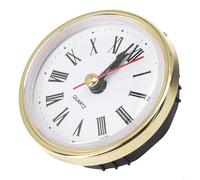 Movimiento de reloj de cuarzo de 65 mm con números romanos para bricolaje o reparación de relojes, cuenta con anillo de fijación de goma para una colocación estable en la base del reloj (dorado)