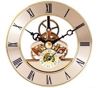 Movimiento de reloj transparente dorado y plateado | Mecanismo de engranaje de metal transparente con números romanos | Módulo de cronometraje de cuarzo para decoración del hogar, piezas de reparación