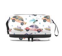 Moving Cars Flying Bee - Bolsa de cosméticos de doble capa para mujeres y niñas, neceser de viaje para maquillaje, práctica bolsa organizadora con compartimento para cepillos, multicolor, 27x15x14