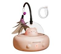 Moving Cat Toy, Activated Feather Teaser, 4.13x4.13x7.48 Inches, Stimulation Interactive Pet Accessory, Boredom Relief Tool for Indoor Playtime, Holiday Gifting, Pink and Green