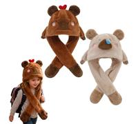 Moving Ear Hat - 2 Pieces Capybara Plush Headpiece for Winter Warmth Fun, Animated Ear Flapping Hat for Kids Girls, Cute Costume Accessory for Parties, Festivals, Concerts, School Events